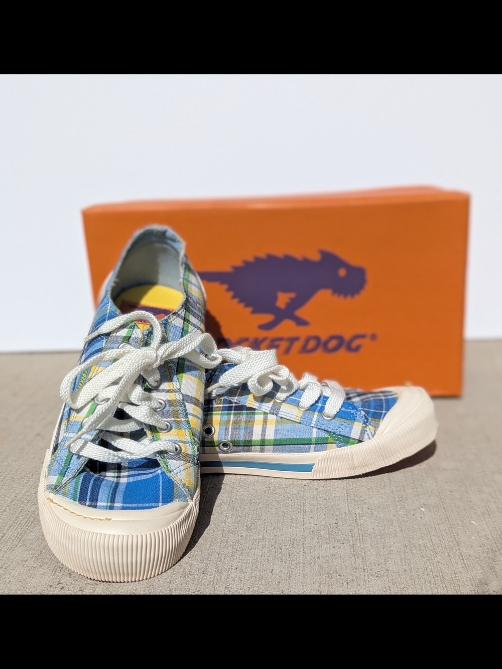 Rocket Dog "Lakeside Plaid"  Low-Top Sneakers in Blue, Green & Yellow